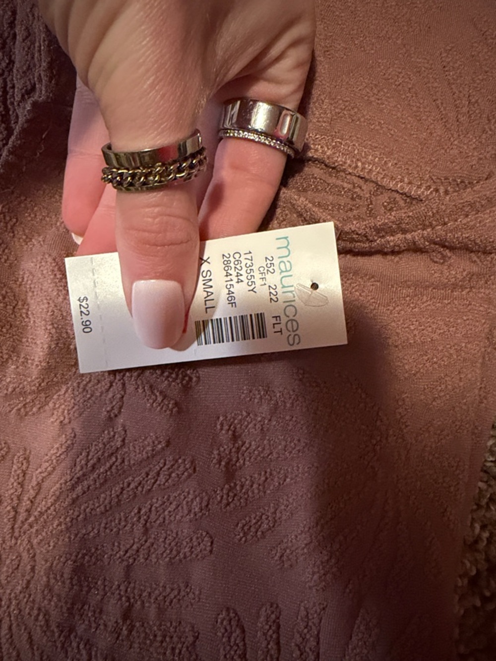 Maurices Mauve Dusty Rose Floral Textured Square-Neck Tank - Picture 4 of 4